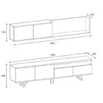 Έπιπλο τηλεόρασης Mono Atlantic Pine χρώμα 180x29 5x45 8cm ed9176 - Image 2