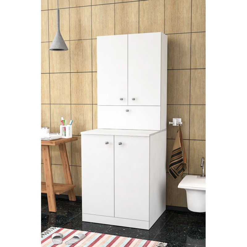 9180_0-800x800 Ραφιέρα πλυντηρίου Palmira άσπρο μελαμίνη 70x67x90εκ ed9180 - Image 1