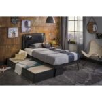 Κρεβάτι Dark Metal Pull out μαύρο μελαμίνη 103x24x194εκ ed9258