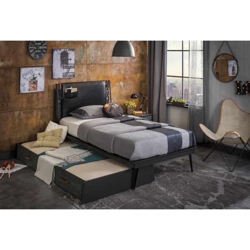 9258_0-800x800 Κρεβάτι Dark Metal Pull out μαύρο μελαμίνη 103x24x194εκ ed9258 - Image 1