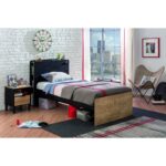 Μονό κρεβάτι Black Bed δρυς μαύρο μελαμίνη 103x221x108εκ ed9292