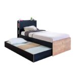 Μονό κρεβάτι Black Bed δρυς μαύρο μελαμίνη 103x221x108εκ ed9292 - Image 4