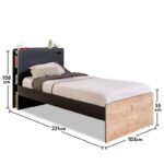 Μονό κρεβάτι Black Bed δρυς μαύρο μελαμίνη 103x221x108εκ ed9292 - Image 2
