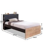 Μονό κρεβάτι Black Bed δρυς μαύρο μελαμίνη 123x221x108εκ ed9299 - Image 2