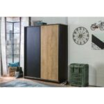 Ντουλάπα Black Sliding δρυς μαύρο μελαμίνη 164x59x206εκ ed9333