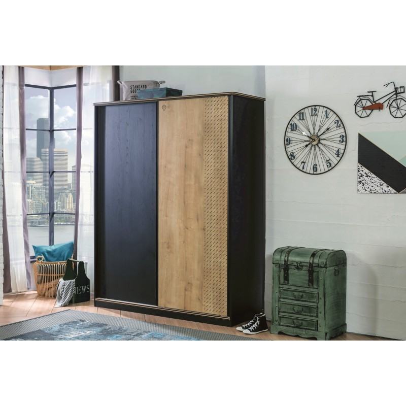 9333_0-800x800 Ντουλάπα Black Sliding δρυς μαύρο μελαμίνη 164x59x206εκ ed9333 - Image 1