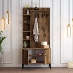 Έπιπλο εισόδου Viyana καρυδί μελαμίνη μεταλλικά πόδια 90x35x200εκ ed947 - Image 5