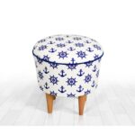 Σκαμπώ Candio μπλε λευκό 42x42cm ed9540 - Image 4