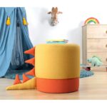 Σκαμπώ Mai κίτρινο 37x38cm βελούδο pvc ed9605 - Image 5