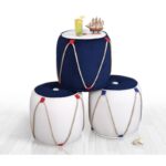 Σκαμπώ Fora μπλε λευκό 44x42cm ed9675 - Image 2