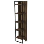Βιβλιοθήκη Kelvin καρυδί μαύρο μελαμίνη μεταλλικος σκελετός 39x36 6x180εκ ed993 - Image 4