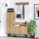 Έπιπλο εισόδου Barney δρυς μελαμίνη με κρεμάστρα 120x35x116εκ ed994 - Image 5