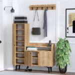 Έπιπλο εισόδου Barney δρυς μελαμίνη με κρεμάστρα 120x35x116εκ ed994 - Image 4