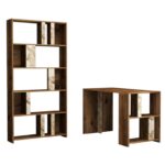 Set γραφείο και βιβλιοθήκη Londra καρυδί λευκό χρώμα μελαμίνη 120x60x75 4cm ed9963 - Image 3