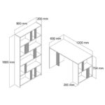 Set γραφείο και βιβλιοθήκη Londra καρυδί λευκό χρώμα μελαμίνη 120x60x75 4cm ed9963 - Image 2